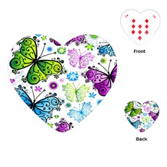 Butterflies, Abstract, Background, Colorful Playing Cards Single Design (heart)