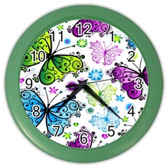 Butterflies, Abstract, Background, Colorful Color Wall Clock by kyorashop23