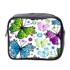 Butterflies, Abstract, Background, Colorful Mini Toiletries Bag (two Sides) by kyorashop23