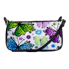 Butterflies, Abstract, Background, Colorful Shoulder Clutch Bag by kyorashop23