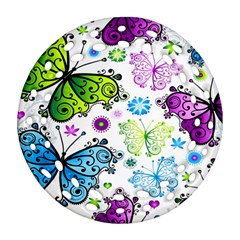 Butterflies, Abstract, Background, Colorful Ornament (Round Filigree)