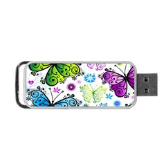 Butterflies, Abstract, Background, Colorful Portable USB Flash (One Side)