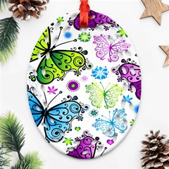 Butterflies, Abstract, Background, Colorful Ornament (oval Filigree) by kyorashop23