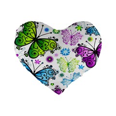 Butterflies, Abstract, Background, Colorful Standard 16  Premium Heart Shape Cushions