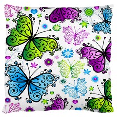 Butterflies, Abstract, Background, Colorful Large Premium Plush Fleece Cushion Case (one Side) by kyorashop23