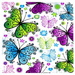 Butterflies, Abstract, Background, Colorful Wooden Puzzle Square by kyorashop23