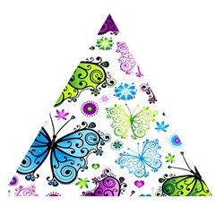 Butterflies, Abstract, Background, Colorful Wooden Puzzle Triangle by kyorashop23