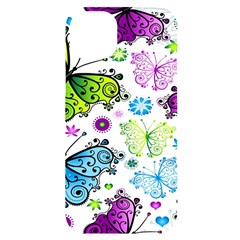 Butterflies, Abstract, Background, Colorful Iphone 14 Plus Black Uv Print Case by kyorashop23