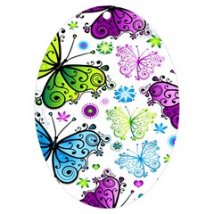 Butterflies, Abstract, Background, Colorful Uv Print Acrylic Ornament Oval by kyorashop23