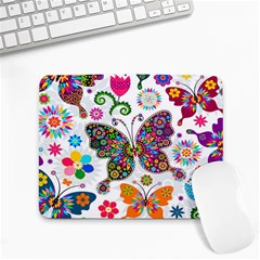 Butterflies, Abstract, Colorful, Floral, Flowers Small Mousepad by kyorashop23