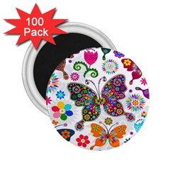 Butterflies, Abstract, Colorful, Floral, Flowers 2 25  Magnets (100 Pack)  by kyorashop23