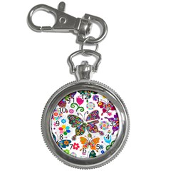 Butterflies, Abstract, Colorful, Floral, Flowers Key Chain Watches by kyorashop23