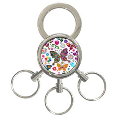 Butterflies, Abstract, Colorful, Floral, Flowers 3-ring Key Chain by kyorashop23