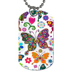 Butterflies, Abstract, Colorful, Floral, Flowers Dog Tag (one Side) by kyorashop23