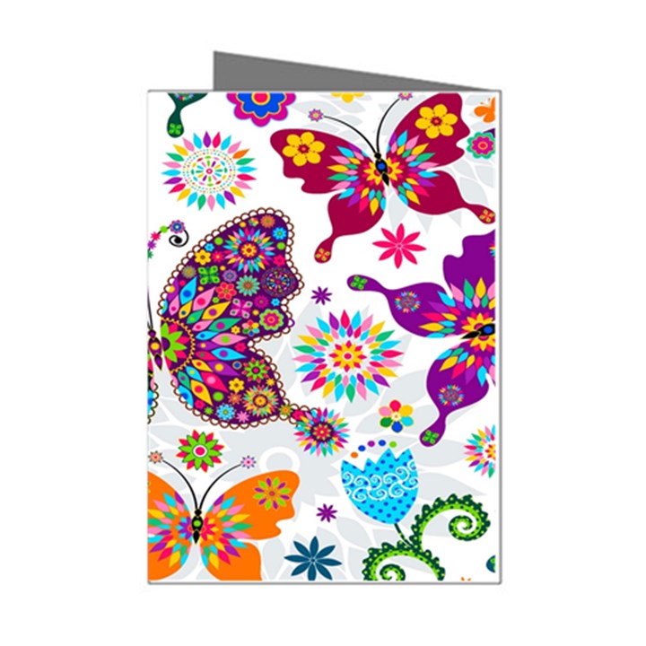 Butterflies, Abstract, Colorful, Floral, Flowers Mini Greeting Cards (Pkg of 8)