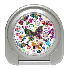 Butterflies, Abstract, Colorful, Floral, Flowers Travel Alarm Clock by kyorashop23