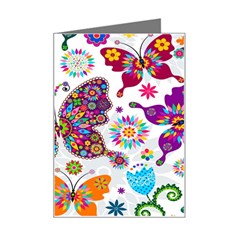 Butterflies, Abstract, Colorful, Floral, Flowers Mini Greeting Card by kyorashop23