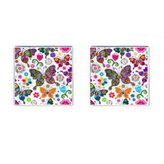 Butterflies, Abstract, Colorful, Floral, Flowers Cufflinks (square) by kyorashop23