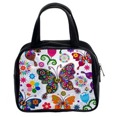 Butterflies, Abstract, Colorful, Floral, Flowers Classic Handbag (two Sides) by kyorashop23