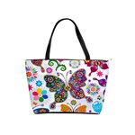 Butterflies, Abstract, Colorful, Floral, Flowers Classic Shoulder Handbag Front