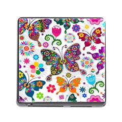 Butterflies, Abstract, Colorful, Floral, Flowers Memory Card Reader (square 5 Slot) by kyorashop23