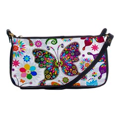 Butterflies, Abstract, Colorful, Floral, Flowers Shoulder Clutch Bag by kyorashop23