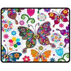 Butterflies, Abstract, Colorful, Floral, Flowers Fleece Blanket (medium) by kyorashop23