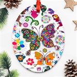 Butterflies, Abstract, Colorful, Floral, Flowers Ornament (Oval Filigree) Front