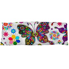 Butterflies, Abstract, Colorful, Floral, Flowers Body Pillow Case Dakimakura (two Sides) by kyorashop23