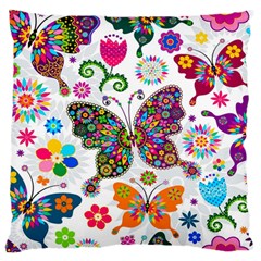 Butterflies, Abstract, Colorful, Floral, Flowers Standard Premium Plush Fleece Cushion Case (two Sides) by kyorashop23