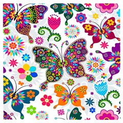 Butterflies, Abstract, Colorful, Floral, Flowers Wooden Puzzle Square by kyorashop23