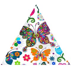 Butterflies, Abstract, Colorful, Floral, Flowers Wooden Puzzle Triangle by kyorashop23