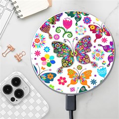 Butterflies, Abstract, Colorful, Floral, Flowers Wireless Fast Charger(white) by kyorashop23