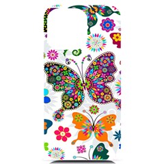 Butterflies, Abstract, Colorful, Floral, Flowers Iphone 14 Pro Max Black Uv Print Case by kyorashop23