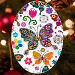 Butterflies, Abstract, Colorful, Floral, Flowers UV Print Acrylic Ornament Oval Front