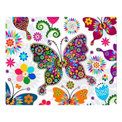 Butterflies, Abstract, Colorful, Floral, Flowers Premium Plush Fleece Blanket (large)