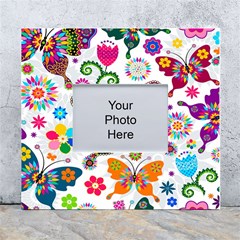 Butterflies, Abstract, Colorful, Floral, Flowers White Wall Photo Frame 5  X 7 