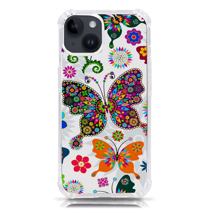 Butterflies, Abstract, Colorful, Floral, Flowers iPhone 14 TPU UV Print Case