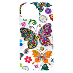 Butterflies, Abstract, Colorful, Floral, Flowers Iphone 15 Plus Black Uv Print Pc Hardshell Case by kyorashop23