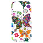 Butterflies, Abstract, Colorful, Floral, Flowers iPhone 15 Plus Black UV Print PC Hardshell Case Front