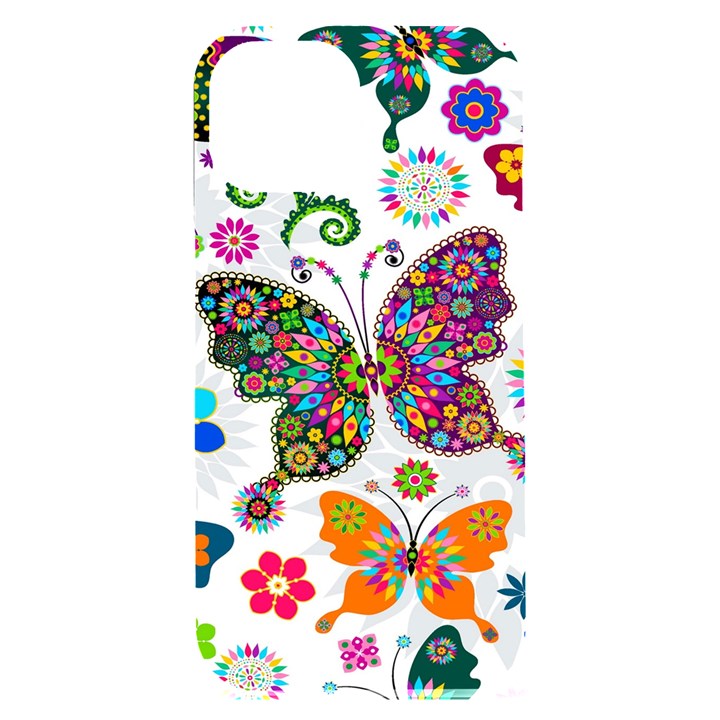 Butterflies, Abstract, Colorful, Floral, Flowers iPhone 15 Plus Black UV Print PC Hardshell Case