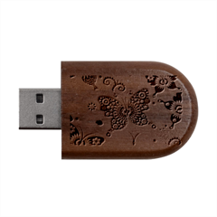 Butterflies, Abstract, Colorful, Floral, Flowers Wood Oval Usb Flash Drive by kyorashop23