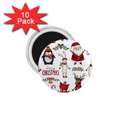 Christmas Characters Pattern, Xmas Backgrounds 1.75  Magnets (10 pack) 