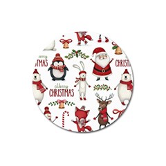 Christmas Characters Pattern, Xmas Backgrounds Magnet 3  (Round)