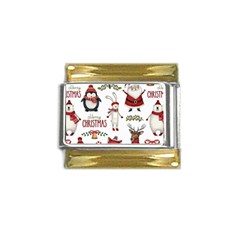 Christmas Characters Pattern, Xmas Backgrounds Gold Trim Italian Charm (9mm) by kyorashop23