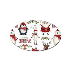 Christmas Characters Pattern, Xmas Backgrounds Sticker (oval) by kyorashop23