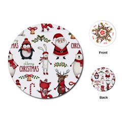 Christmas Characters Pattern, Xmas Backgrounds Playing Cards Single Design (round)