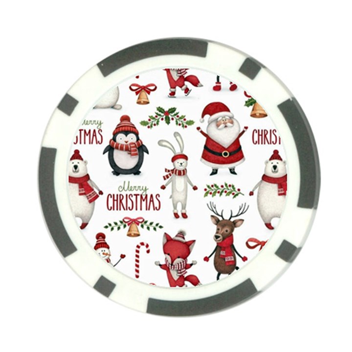 Christmas Characters Pattern, Xmas Backgrounds Poker Chip Card Guard