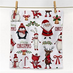 Christmas Characters Pattern, Xmas Backgrounds Face Towel by kyorashop23