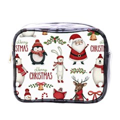 Christmas Characters Pattern, Xmas Backgrounds Mini Toiletries Bag (one Side)